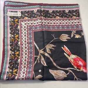 Max Studio Floral Bird Print 32” x 32” Square Scarf NWT